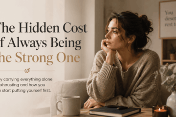 Woman appearing strong for others while feeling emotionally overwhelmed